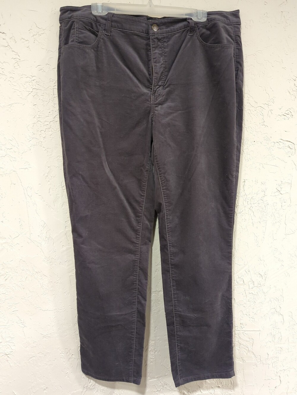 Talbots Charcoal Grey Velveteen Straight-Leg Pants - Women's 18W Velvet Holiday